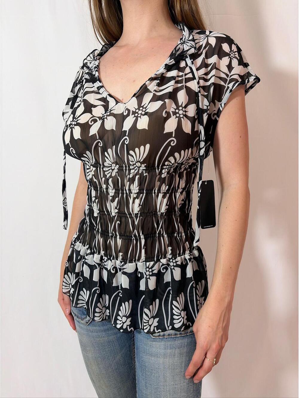 Y2K Deadstock Rampage Sheer Floral Blouse